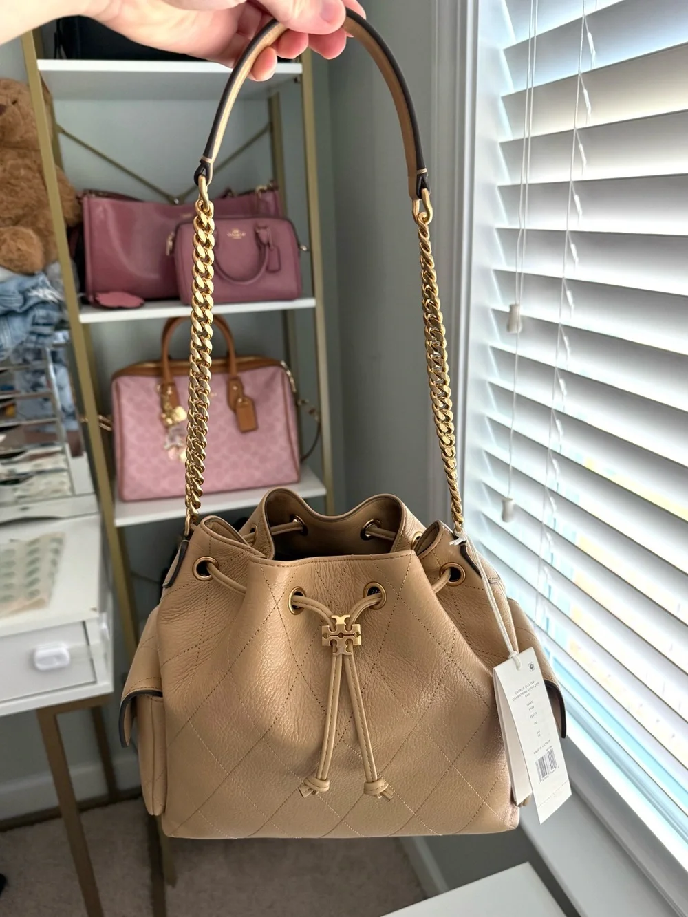 Tory Burch Charlie Drawstring bag Pecan